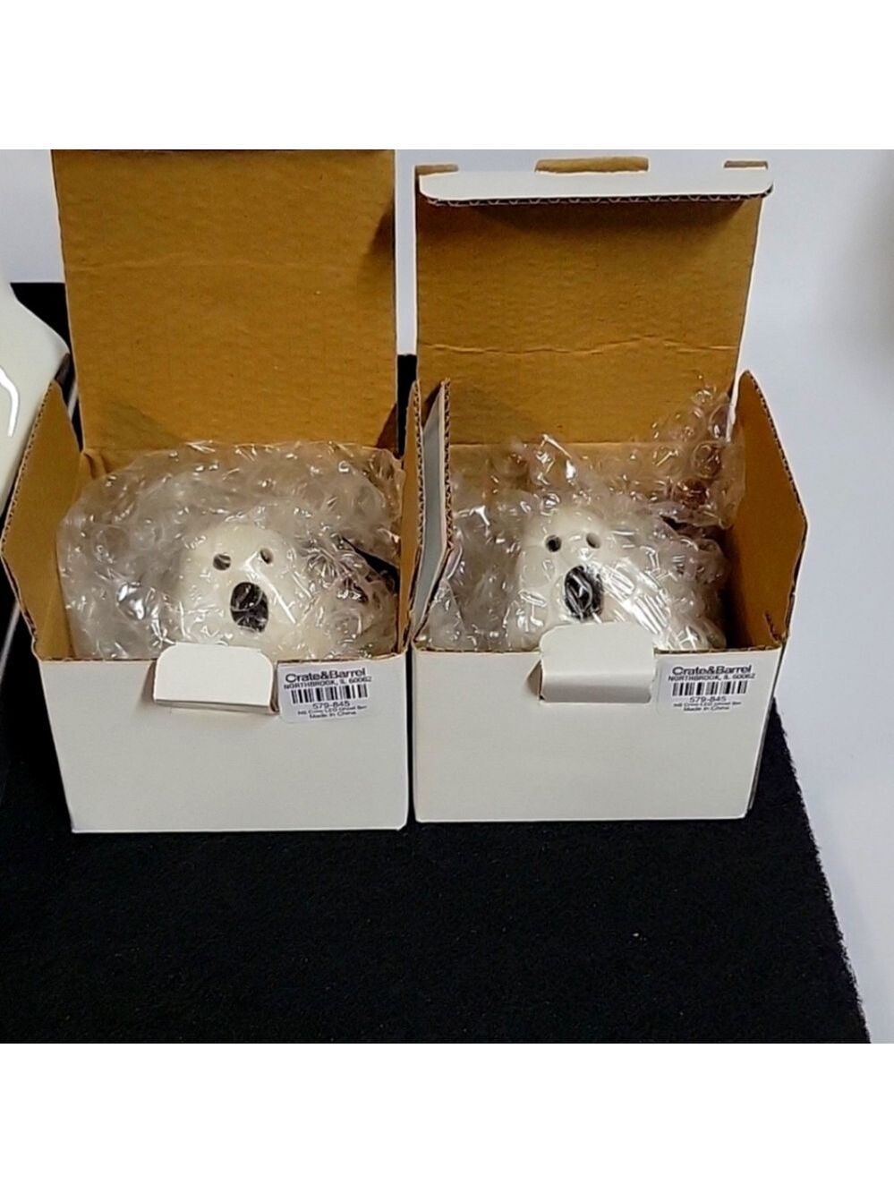 NWT Set of (2) Crate & Barrel Ceramic 2" Halloween LED Screaming Ghosts